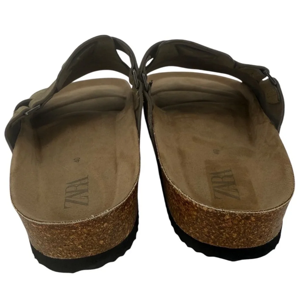 Zara Women's Brown Suede Cork Flat Slide Sandals Size EUR 40 (US 9) Boho Hippie - Picture 9 of 12